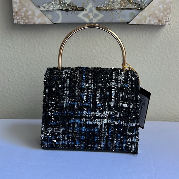 Kamala Top Handle Tweed Mini Crossbody5.5Wx5H Black - Picture 14 of 15